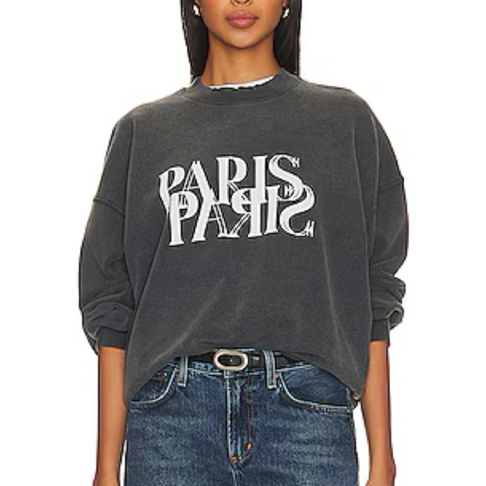 Annie bing washed look Gray Paris Graphic Sweatshirt